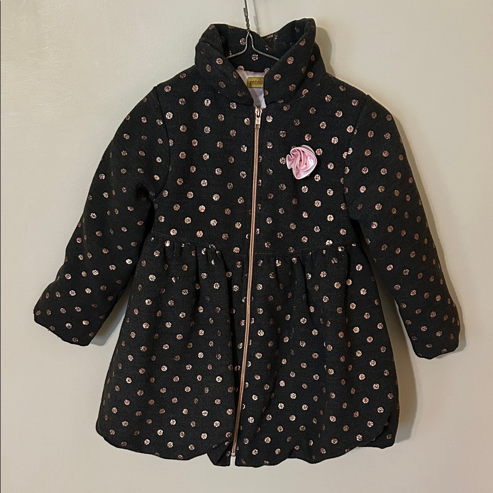 Penelope Mack Black and Pink Polka Dot Puffer Coat 6